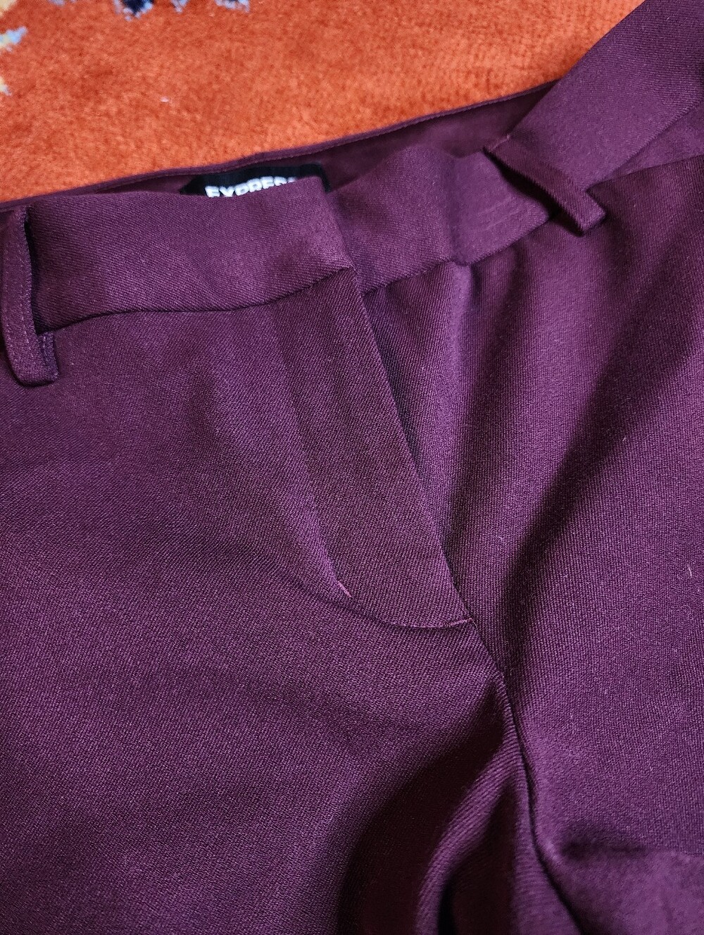 Express Editor Barely Boot Low Rise Burgundy Dress Pants - Picture 2 of 5